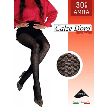 Amita 30 DEN mintás fekete harisnyanadrág