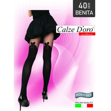 BENITA 40 DEN microfiber fekete mintás harisnyanadrág