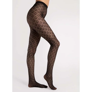 BISETTE 30 DEN mintás fekete harisnyanadrág