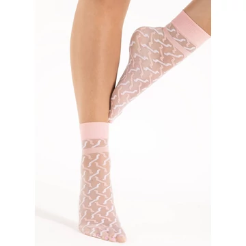 KICK OFF 20 DEN mintás rózsaszínű bokafix