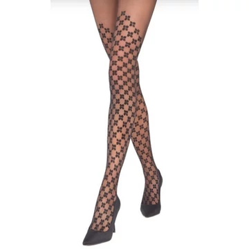 PHLOX 20 DEN fekete/natur színű geometrikus mintás harisnyanadrág 