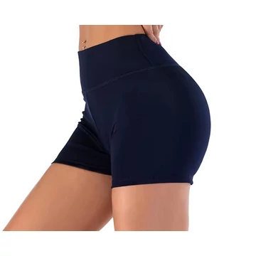 Női magas derekú, sötétkék színű jóga rövidnadrág Scrunch fenékemeléssel 