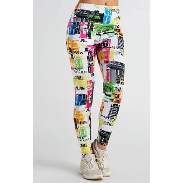 Női magas derekú, szublimációs , színes fitness jóga leggings