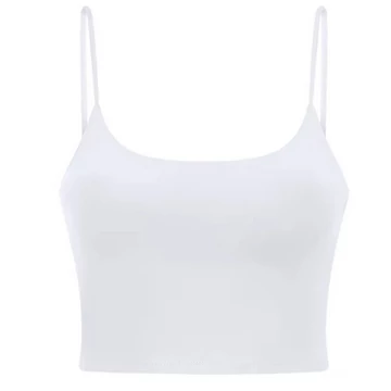 Női varrat nélküli, párnázott, fehér jóga melltartó