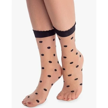 DOTS 20 DEN mintás pöttyös fekete-testszínű bokafix