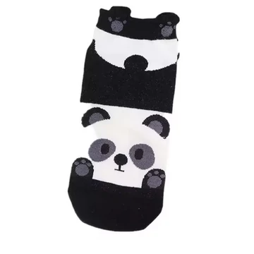 Női állatfigurás fekete bokazokni