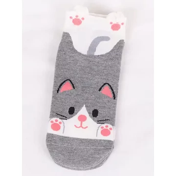 Női állatfigurás szürke bokazokni