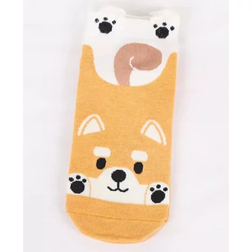 Női állatfigurás sárga bokazokni