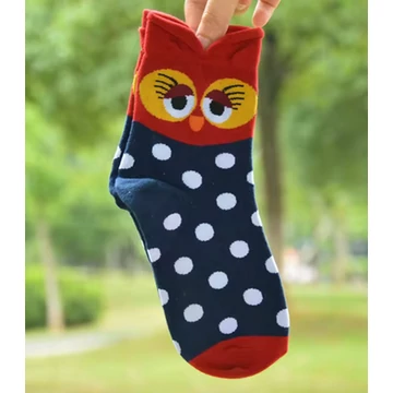 Női bagoly mintás kék bokazokni