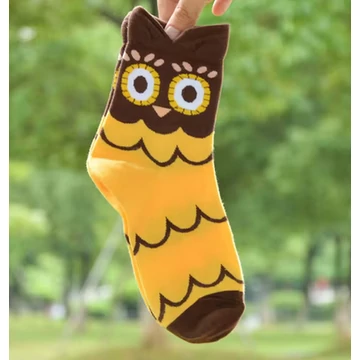 Női bagoly mintás sárga bokazokni
