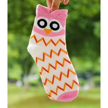 Női bagoly mintás rózsaszín bokazokni