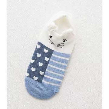 Női koreai állatfigurás világos kék bokazokni