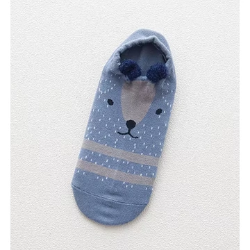 Női koreai állatfigurás sötétkék bokazokni