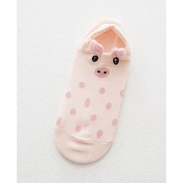 Női koreai állatfigurás rózsaszín bokazokni