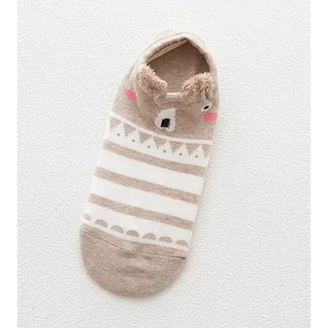 Női koreai állatfigurás világos barna bokazokni