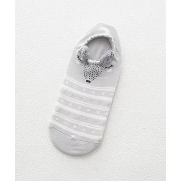 Női koreai állatfigurás világos szürke bokazokni