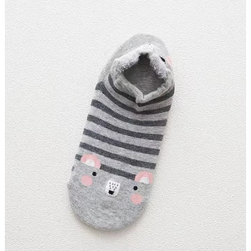 Női koreai állatfigurás sötét szürke bokazokni