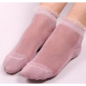 Női csillogó rózsaszínű nyári nejlon bokazokni