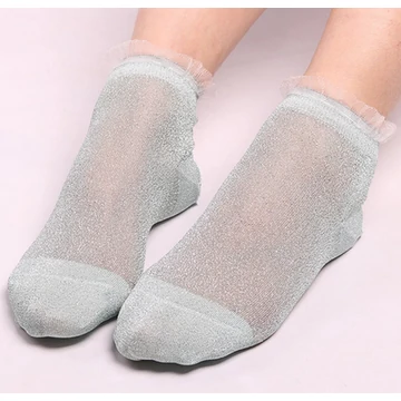 Női csillogó világos zöld  nyári nejlon bokazokni