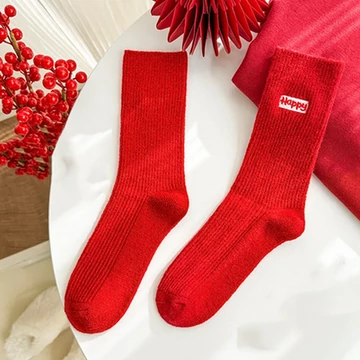 Női piros újévi Merino gyapjút is tartalmazó zokni (1)