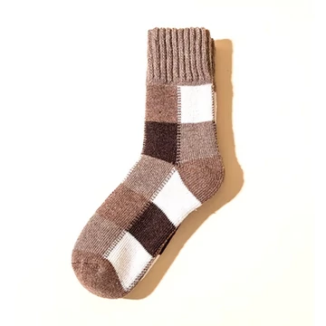 Férfi és női vastag kötött Merino világos barna gyapjú zokni