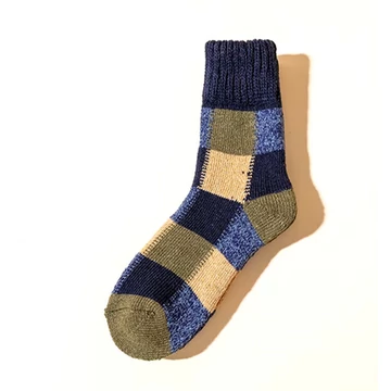 Férfi és női vastag kötött Merino kék gyapjú zokni