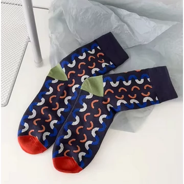 Férfi  geometrikus patchwork mintás zokni