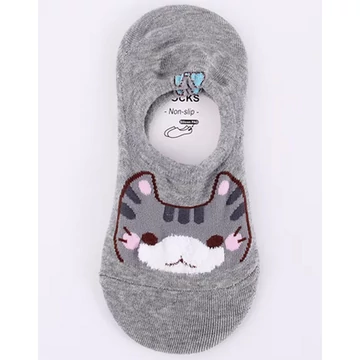 Női macska mintás szürke titokzokni