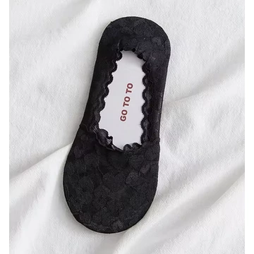 Női fekete szívecskés csipkés titokzokni