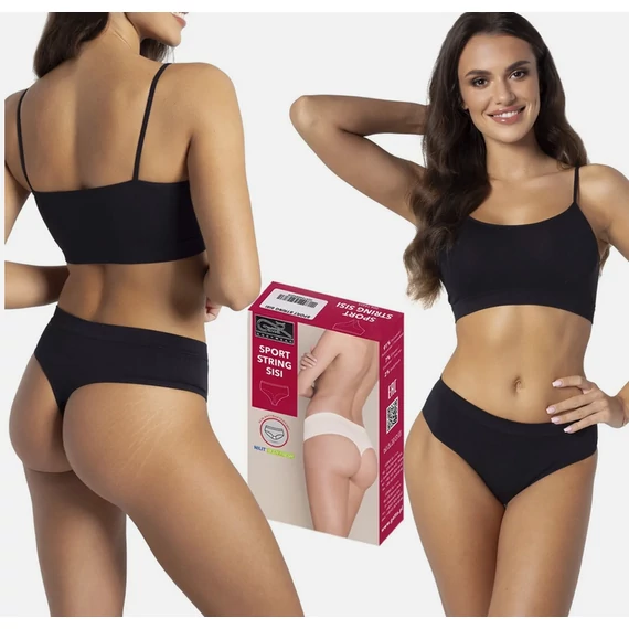 GATTA SPORT STRING SISI varrat nélküli fekete női tanga alsónemű