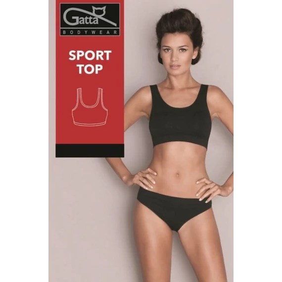 GATTA TOP széles pántos fekete női sportmelltartó 