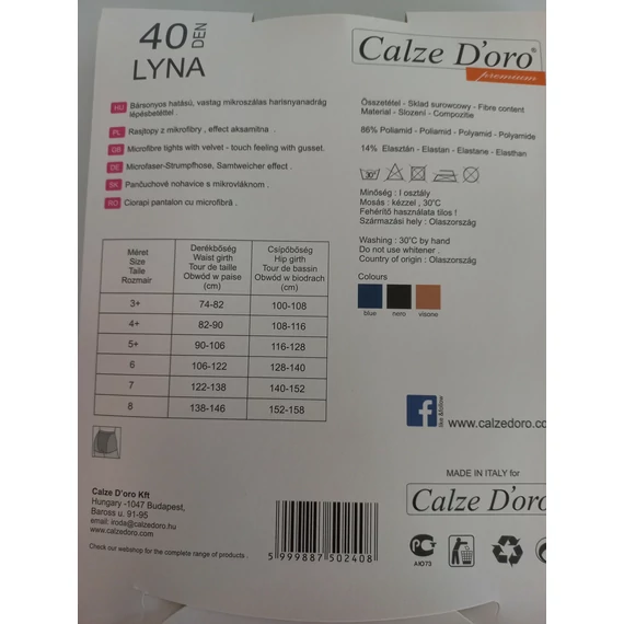 LYNA 40 DEN plus size visione (testszínű) microszálas harisnyanadrág 
