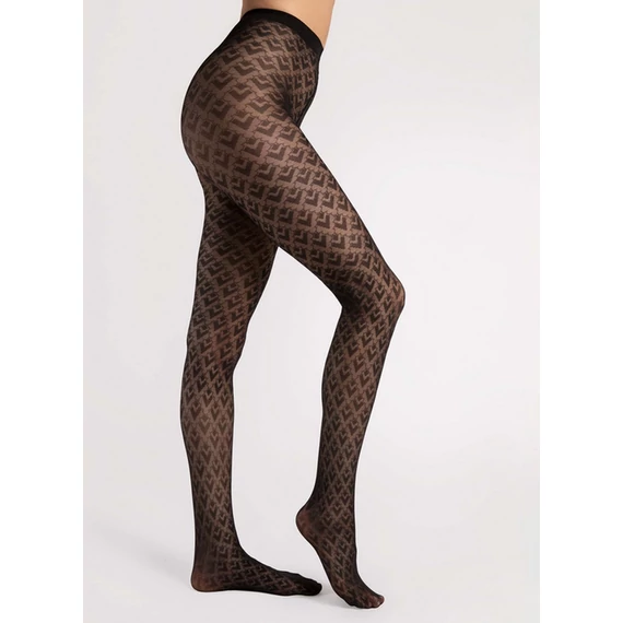 BISETTE 30 DEN mintás fekete harisnyanadrág