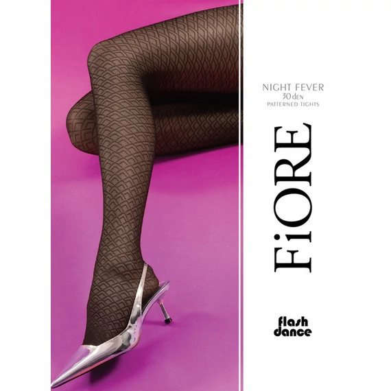 NIGTH FEVER 30 DEN mintás fekete harisnyanadrág