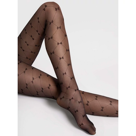 RIBBON 20 DEN mintás fekete harisnyanadrág