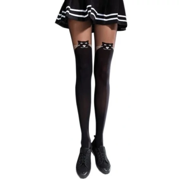 IN INDIVIDUAL 3D hatású 50 DEN cica mintás harisnyanadrág