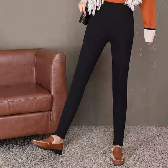Termikus gyapjú bélelésű fekete Leggings