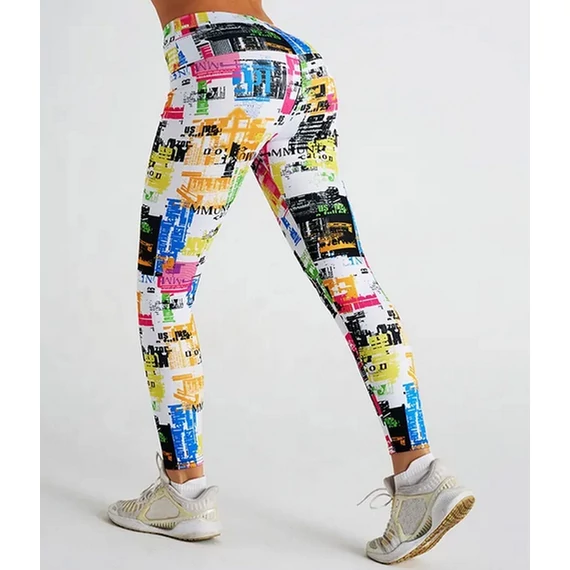  Női magas derekú, szublimációs , színes fitness jóga leggings 
