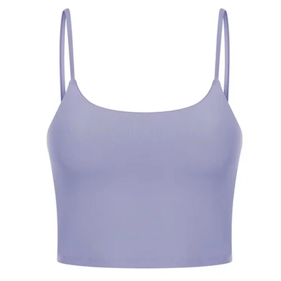 Női varrat nélküli, párnázott, lila színű jóga melltartó
