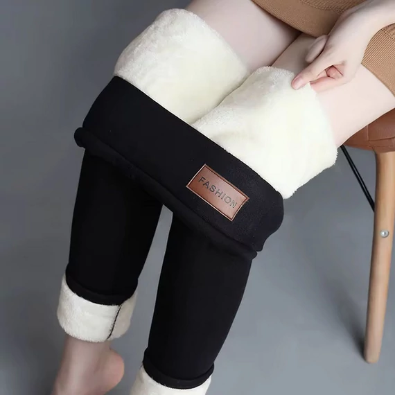 Termikus Sherpa gyapjú bélelésű fekete Leggings