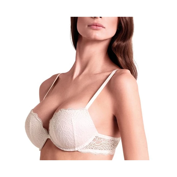 Lormar Duoble pizzo, szuper push-up, merevítős fehér csipkemelltartó