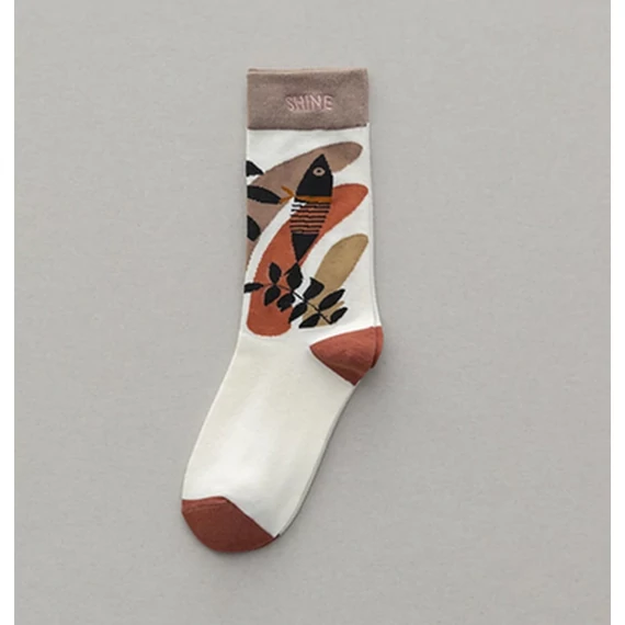 Női absztrakt mintás pamut zokni (4)