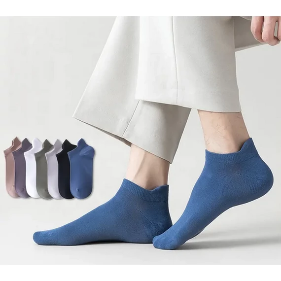 Férfi kék pamut bokazokni