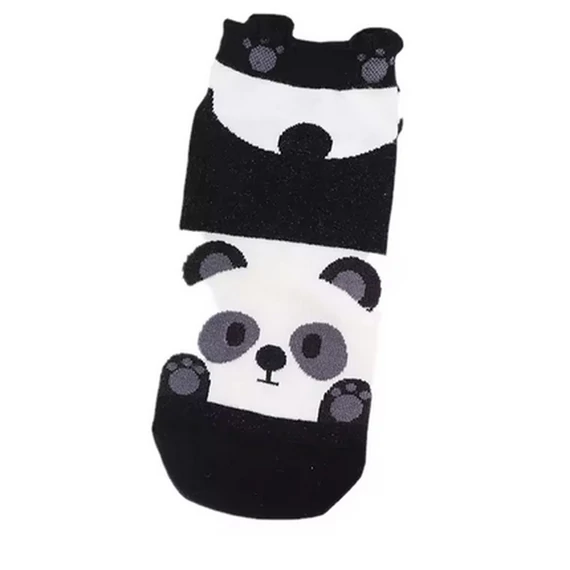 Női állatfigurás fekete bokazokni