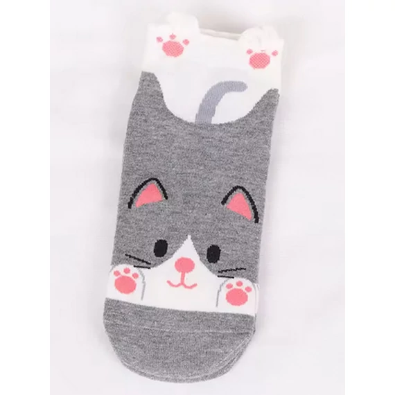  Női állatfigurás szürke bokazokni