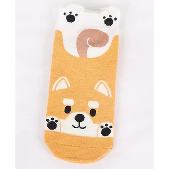  Női állatfigurás sárga bokazokni
