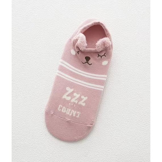 Női koreai állatfigurás rózsaszín bokazokni