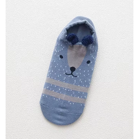  Női koreai állatfigurás sötétkék bokazokni