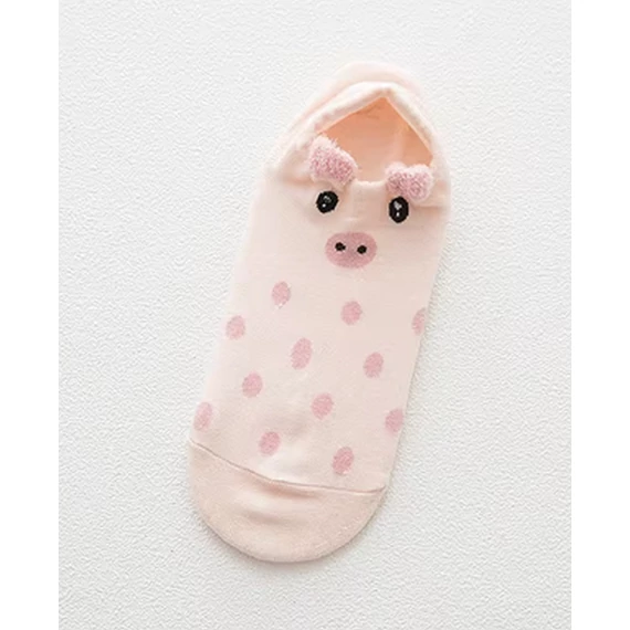 Női koreai állatfigurás rózsaszín bokazokni