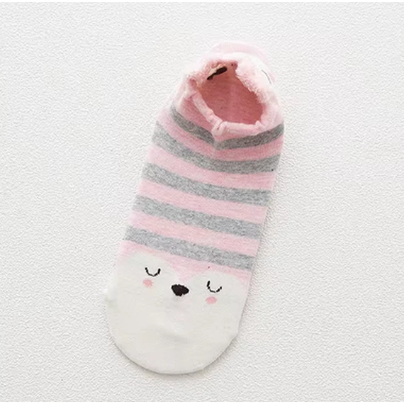 Női koreai állatfigurás rózsaszín bokazokni